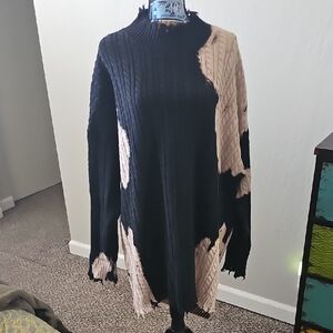 Current Mood Black and Cream Cowl Neck Sweater